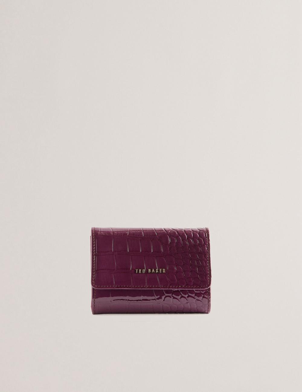 Ted Baker CONILYA - Croc Texture Fold Over Coin Portefeuille Dames Bordeaux | UIPO-83049