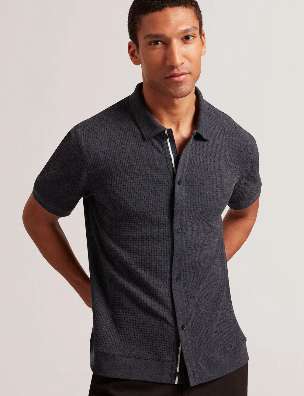 Ted Baker CONNYR - Short Sleeve Button Through Poloshirt Heren Donkerblauw | OTWH-20961