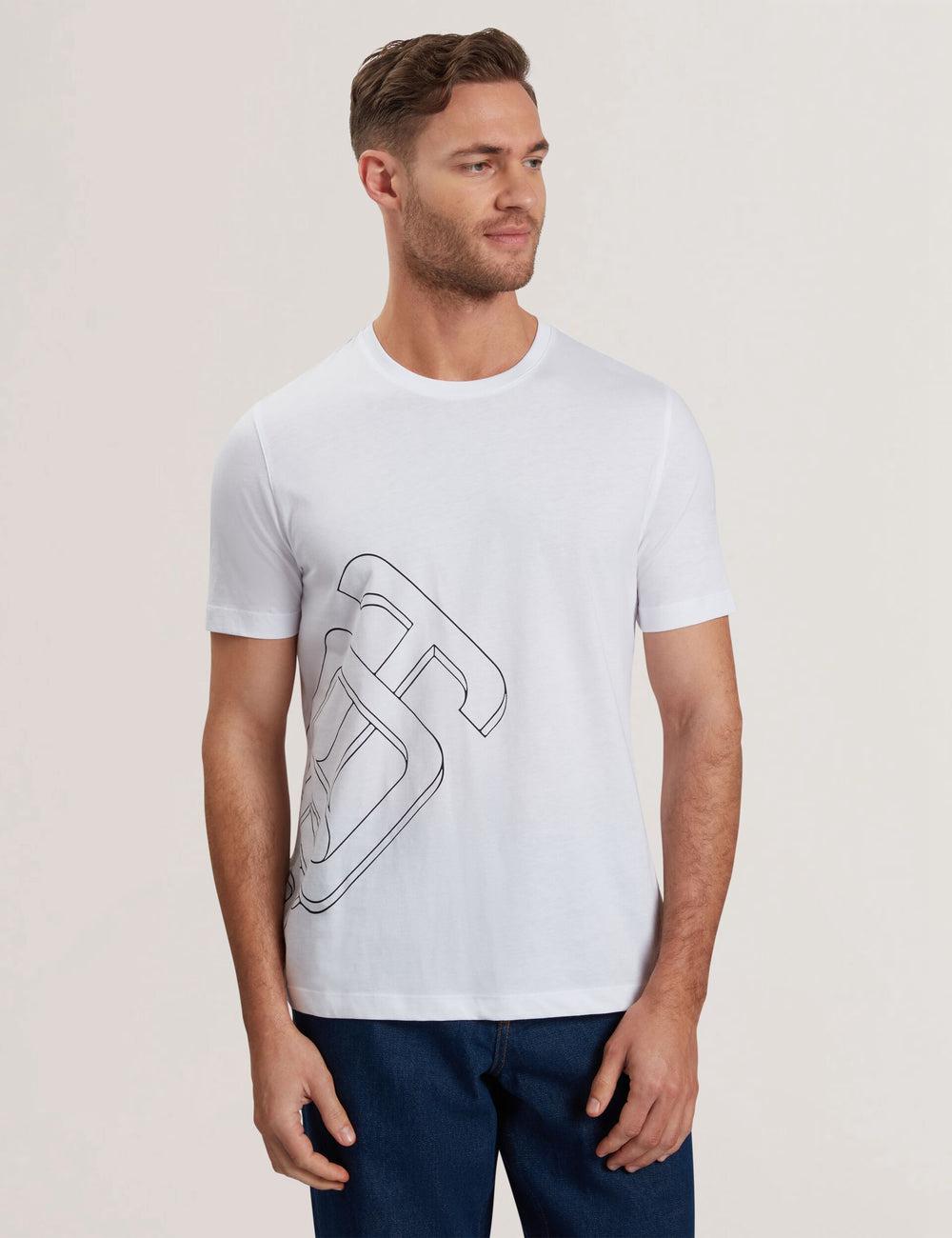 Ted Baker CRAIGEY - Logo Graphic Crew Neck Cotton T-shirts Heren Wit | ZGCT-49725