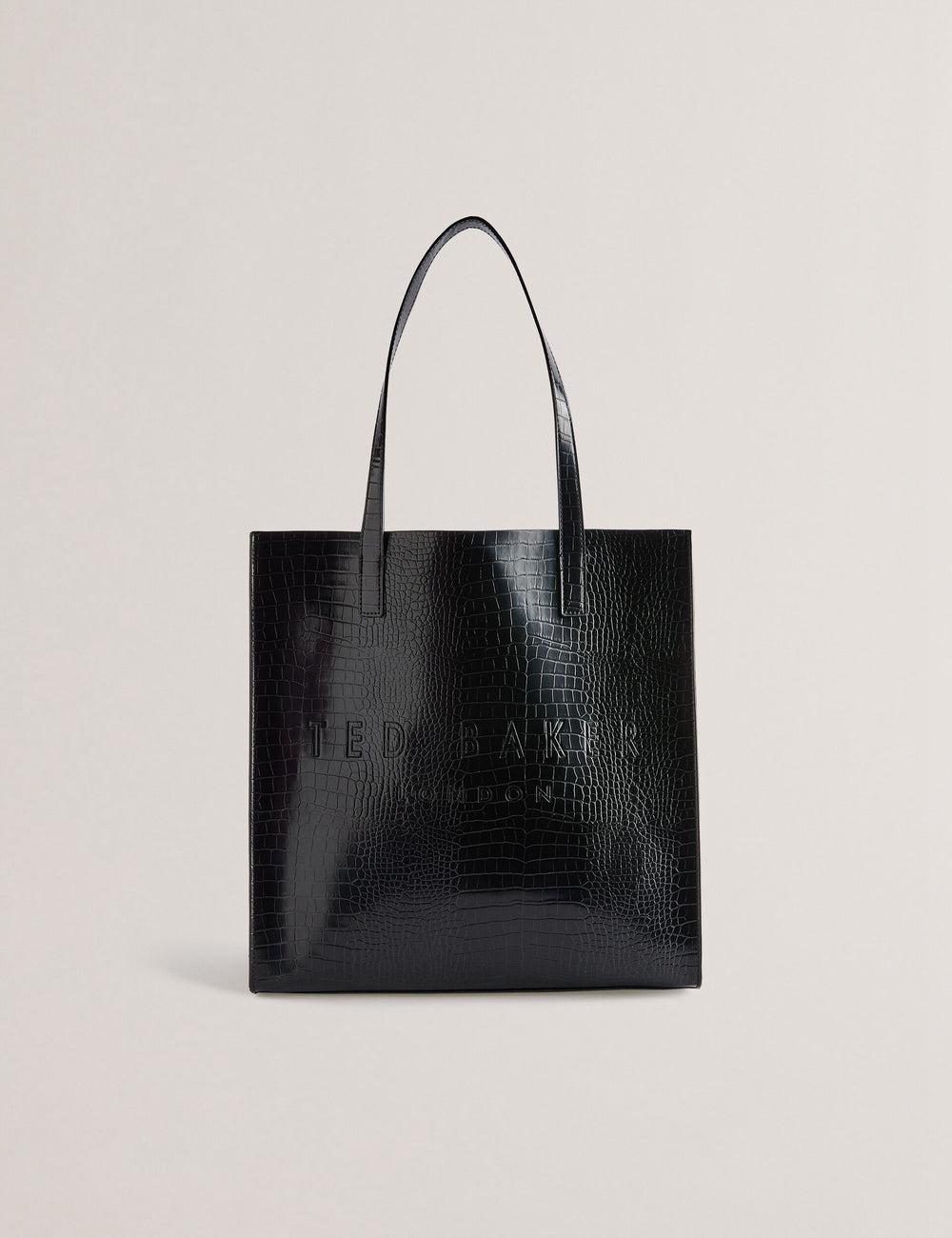 Ted Baker CROCCON - Large Croc Texture Icon Tote Tassen Dames Zwart | HKJL-65319