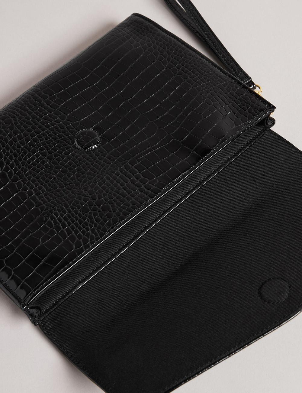 Ted Baker CROCEY - Croc Effect PU Envelope Clutch Koppelingstassen Dames Zwart | BCTK-72891