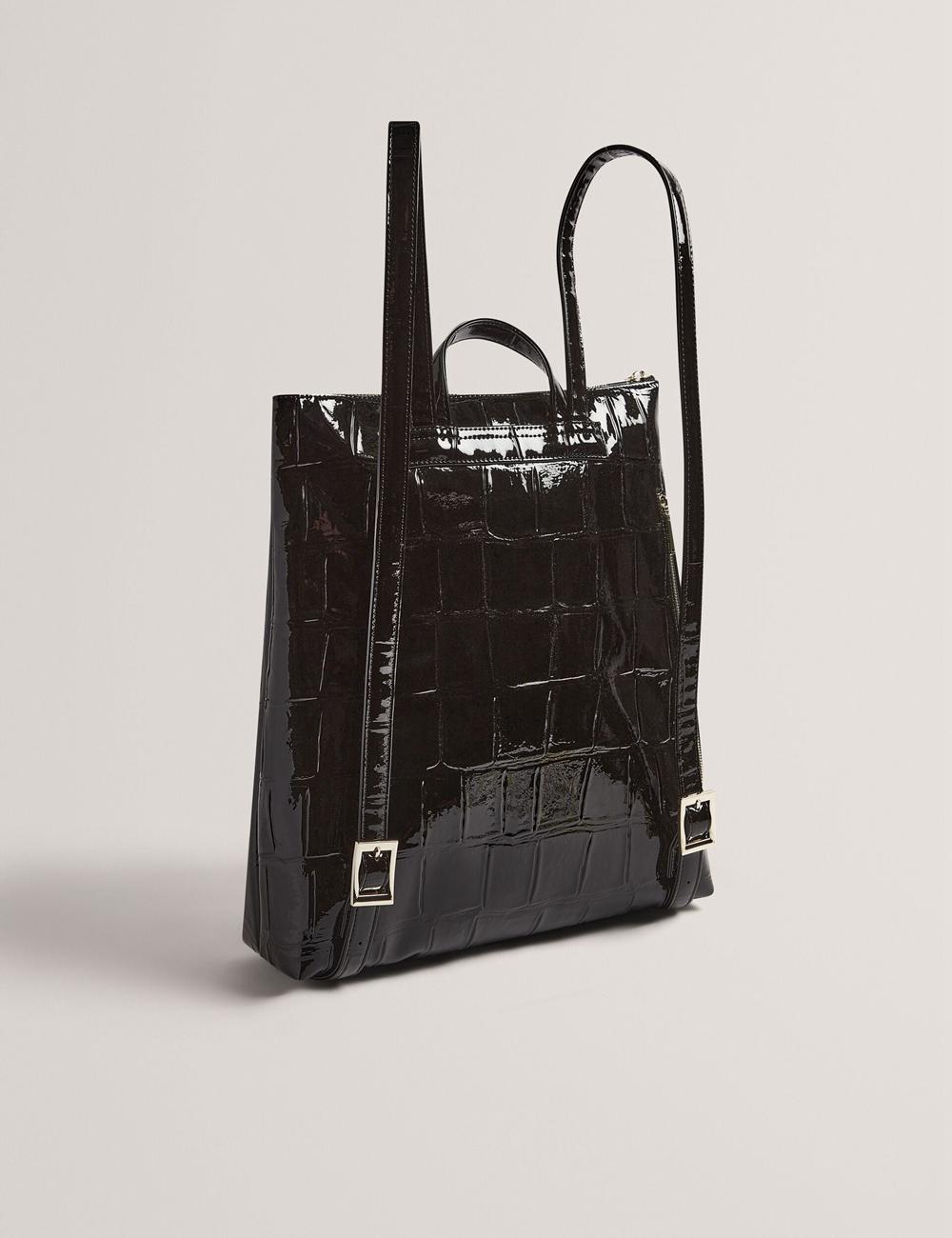 Ted Baker CROCLEE - Croc Effect Faux Leather Backpack Rugzakken Dames Zwart | GTUB-20935