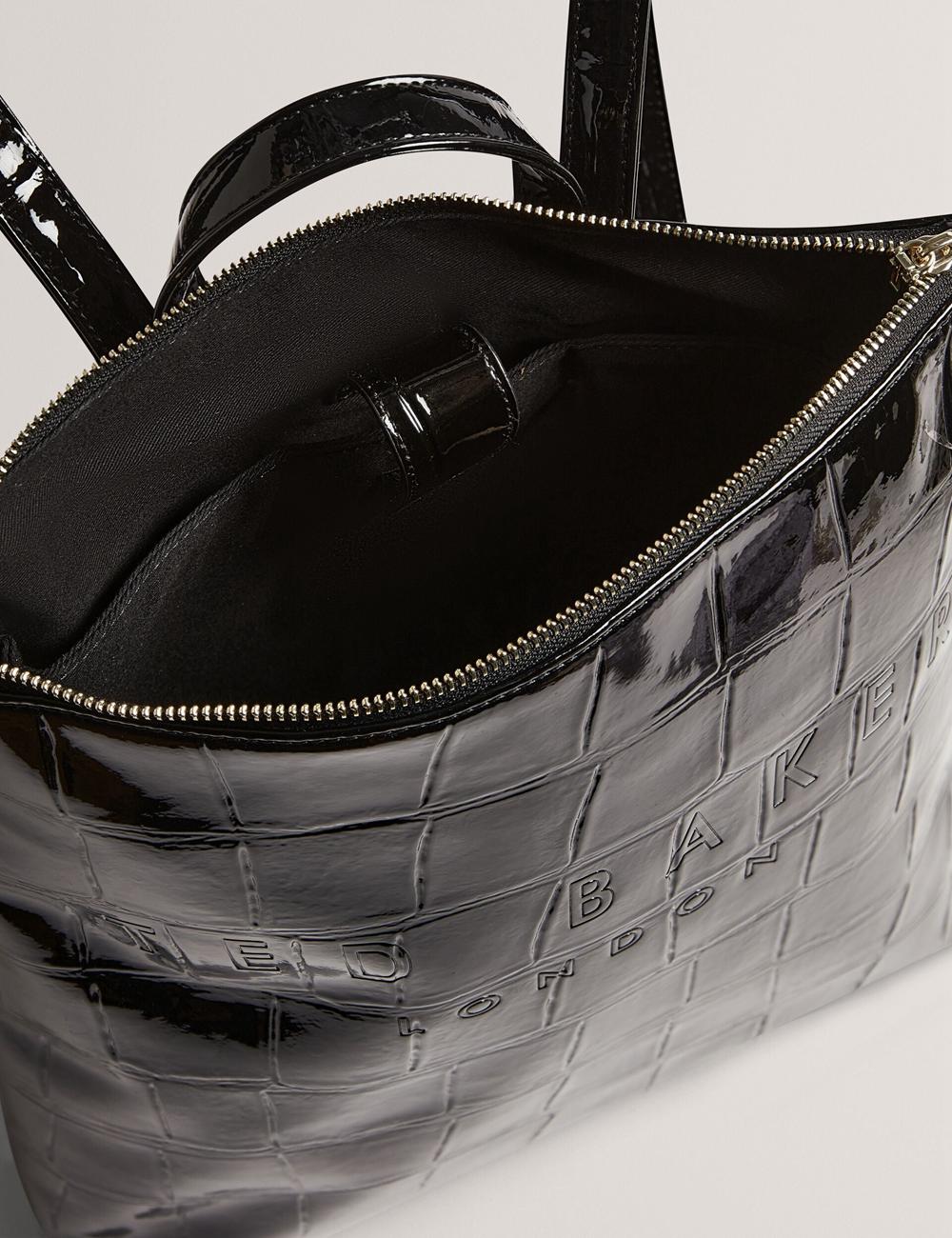 Ted Baker CROCLEE - Croc Effect Faux Leather Backpack Rugzakken Dames Zwart | GTUB-20935