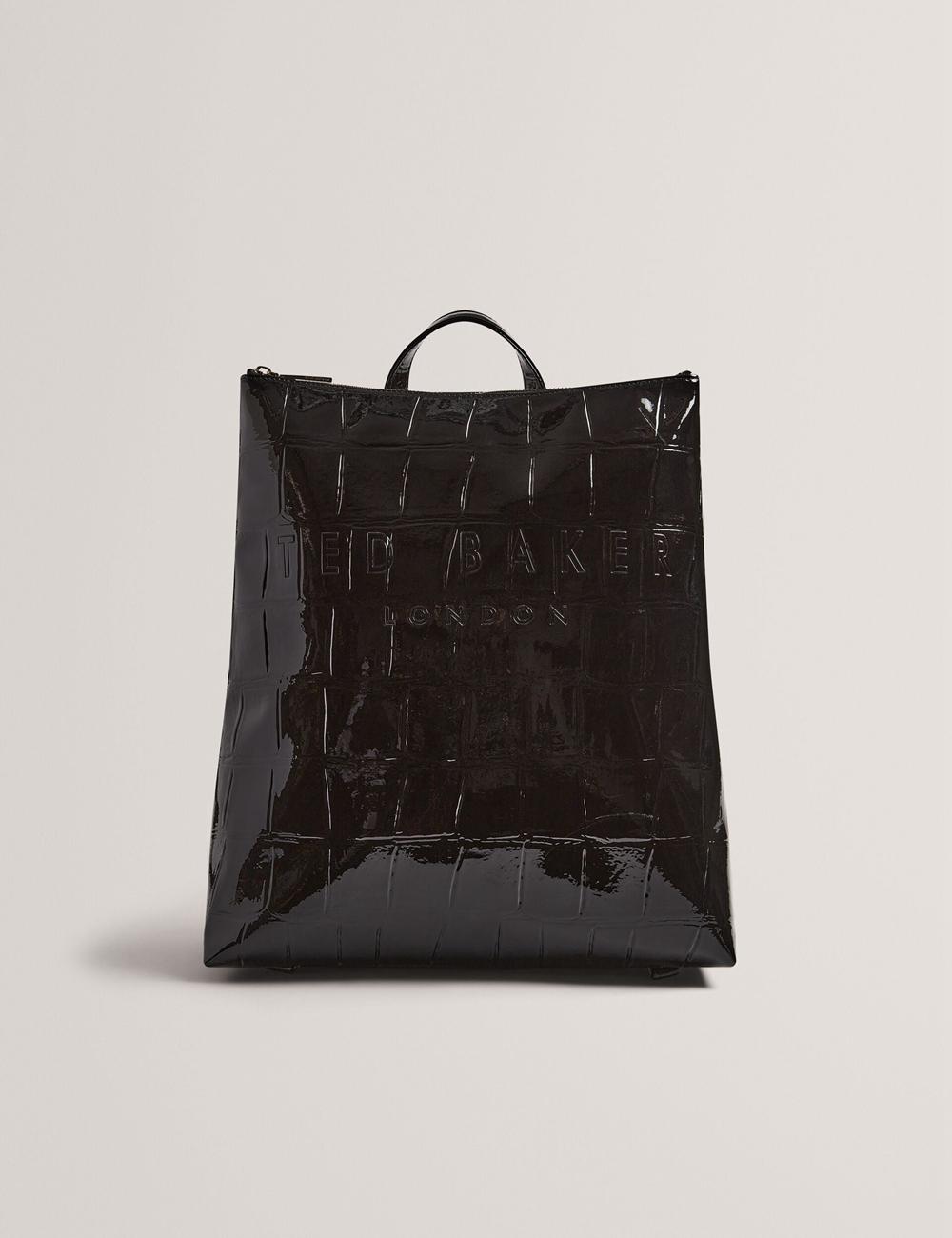 Ted Baker CROCLEE - Croc Effect Faux Leather Backpack Rugzakken Dames Zwart | GTUB-20935