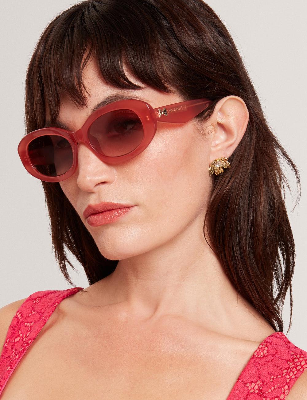Ted Baker DAISIE - Chunky Oval Bow Detail Zonnebril Dames Roze Roze | RADE-15938