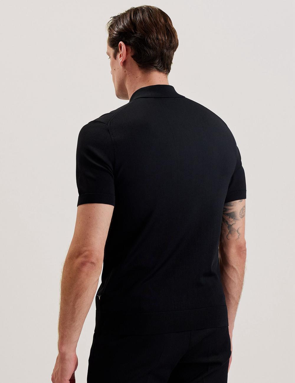 Ted Baker DALDIN - Zip Collar Stretch Knit Jumpers Heren Zwart | HYUV-30497