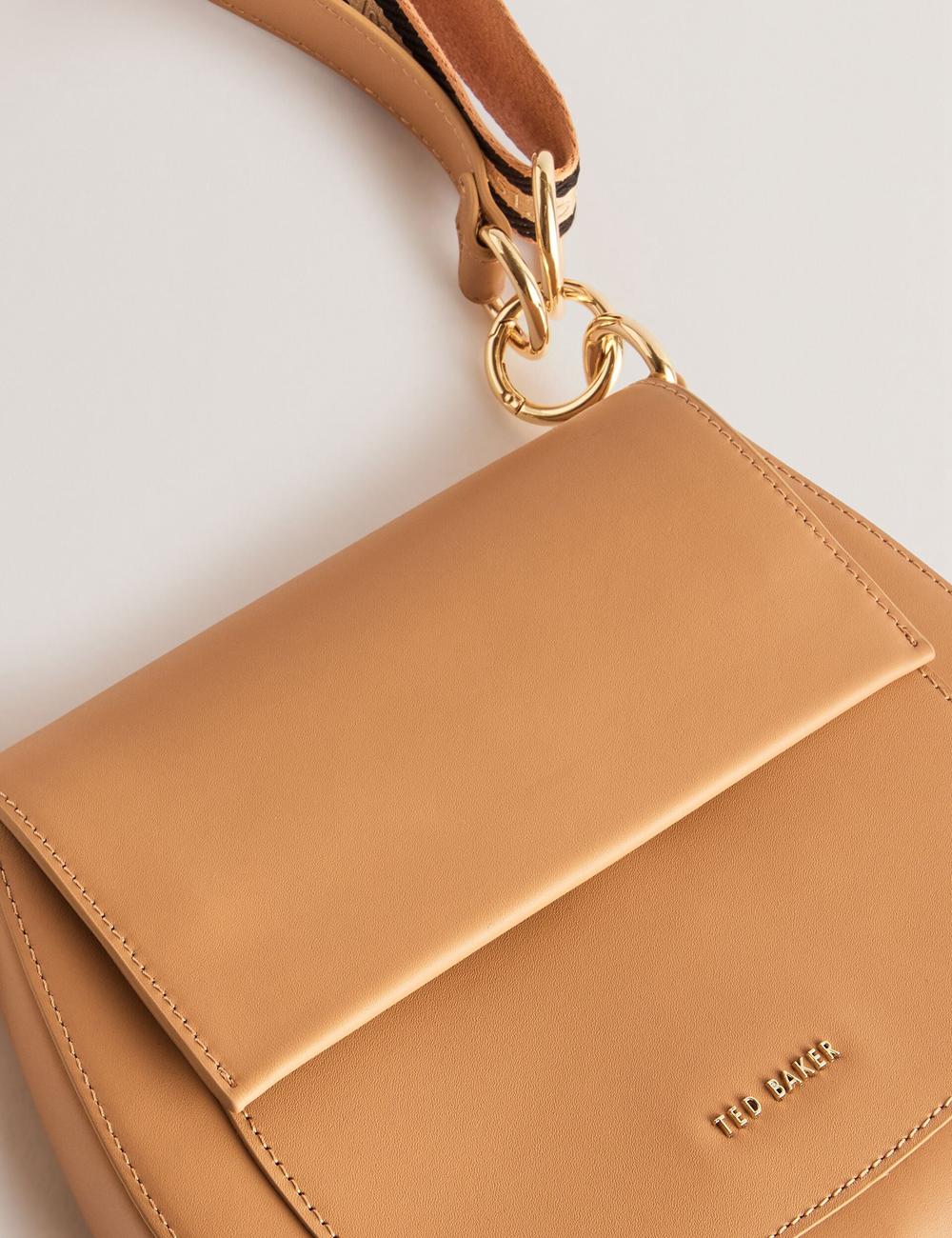 Ted Baker DARCELL - Leather Webbing Crossbody Satchel Boekentassen Dames Taupe | QGIC-04159