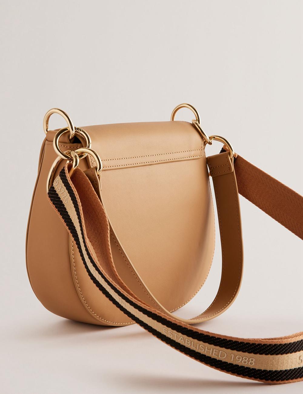 Ted Baker DARCELL - Leather Webbing Crossbody Satchel Boekentassen Dames Taupe | QGIC-04159
