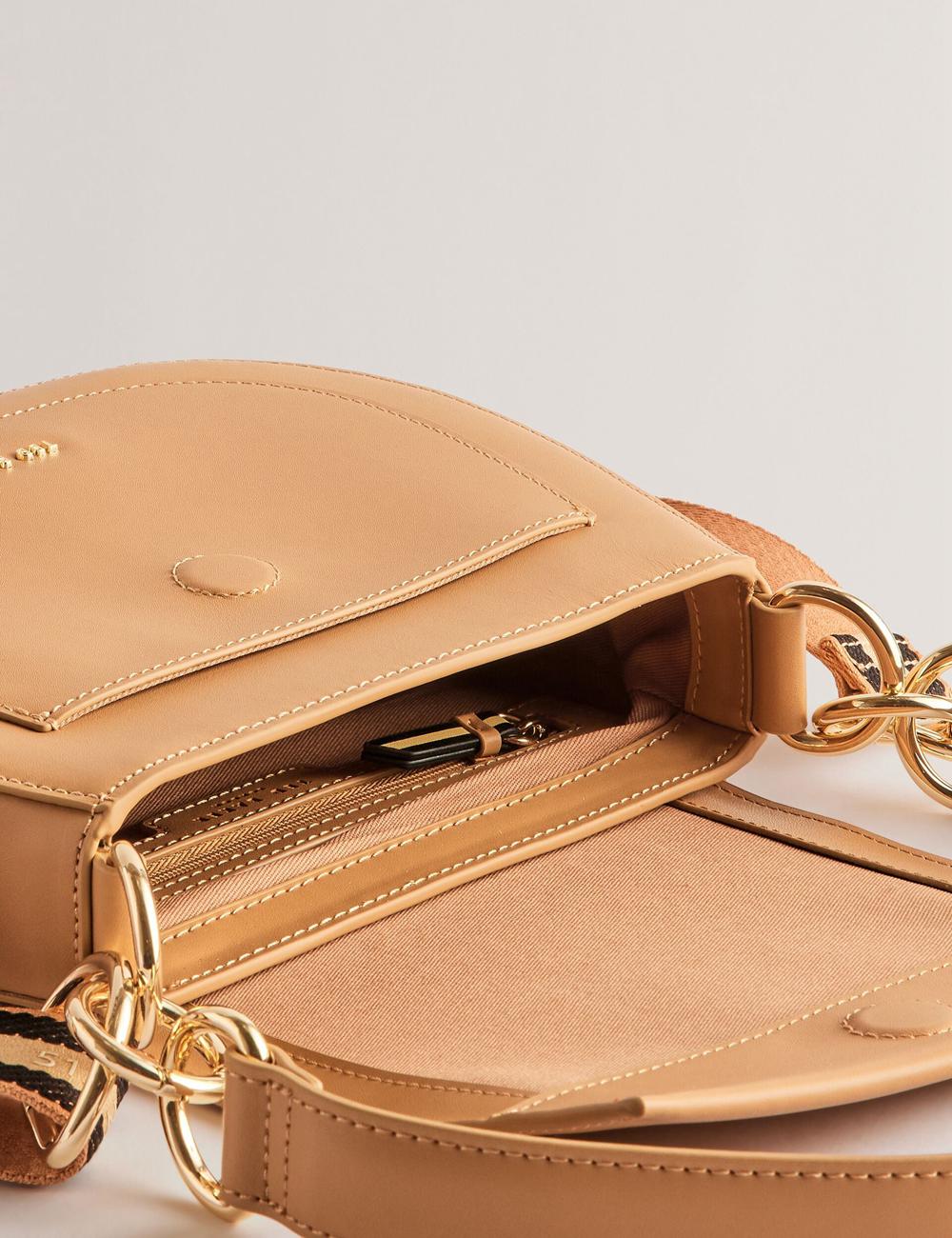 Ted Baker DARCELL - Leather Webbing Crossbody Satchel Boekentassen Dames Taupe | QGIC-04159