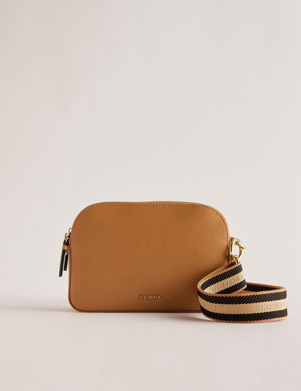 Ted Baker DARCELO - Leather Double Zip Crossbody Camera Cameratas Dames Taupe | BTSP-82976