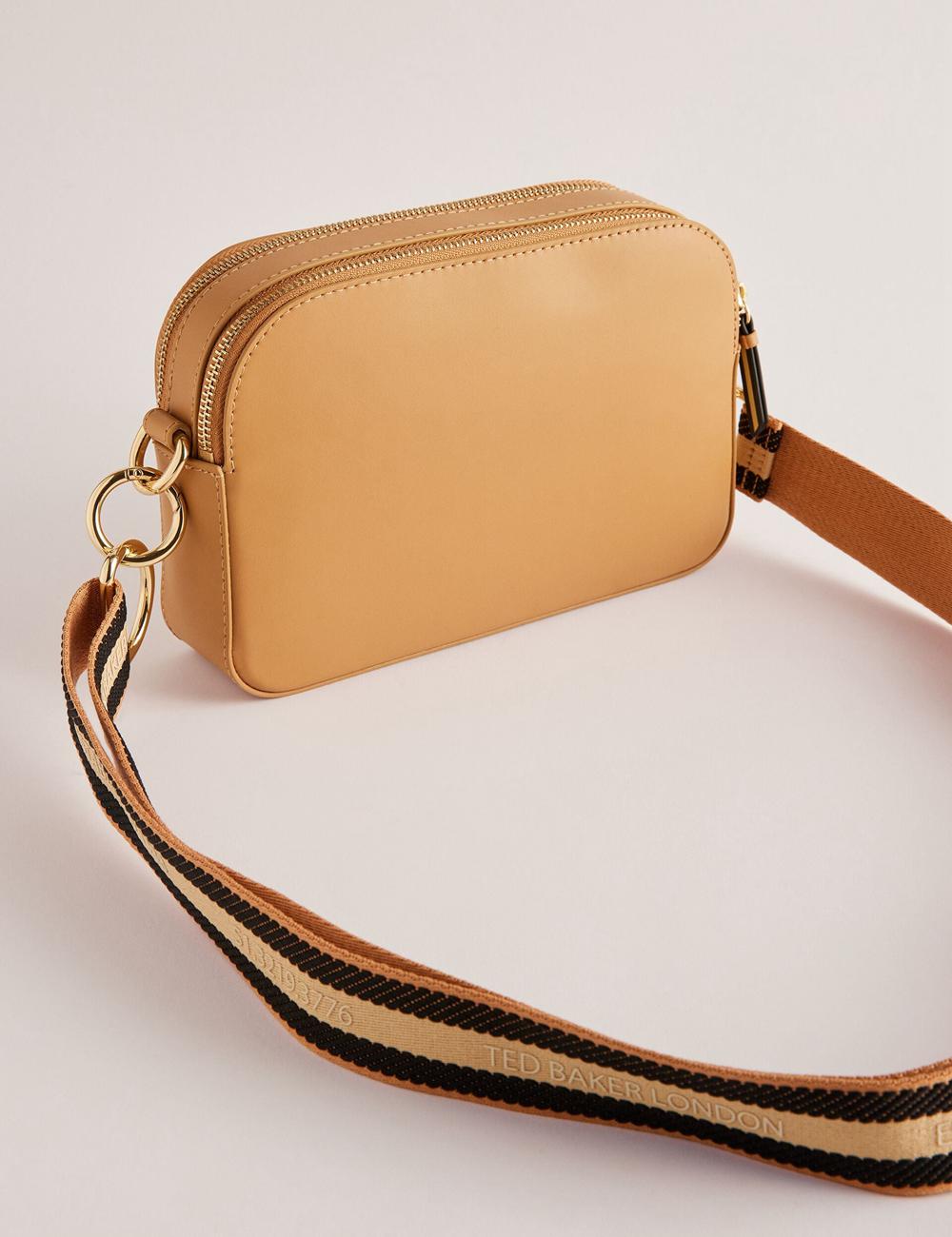 Ted Baker DARCELO - Leather Double Zip Crossbody Camera Cameratas Dames Taupe | BTSP-82976
