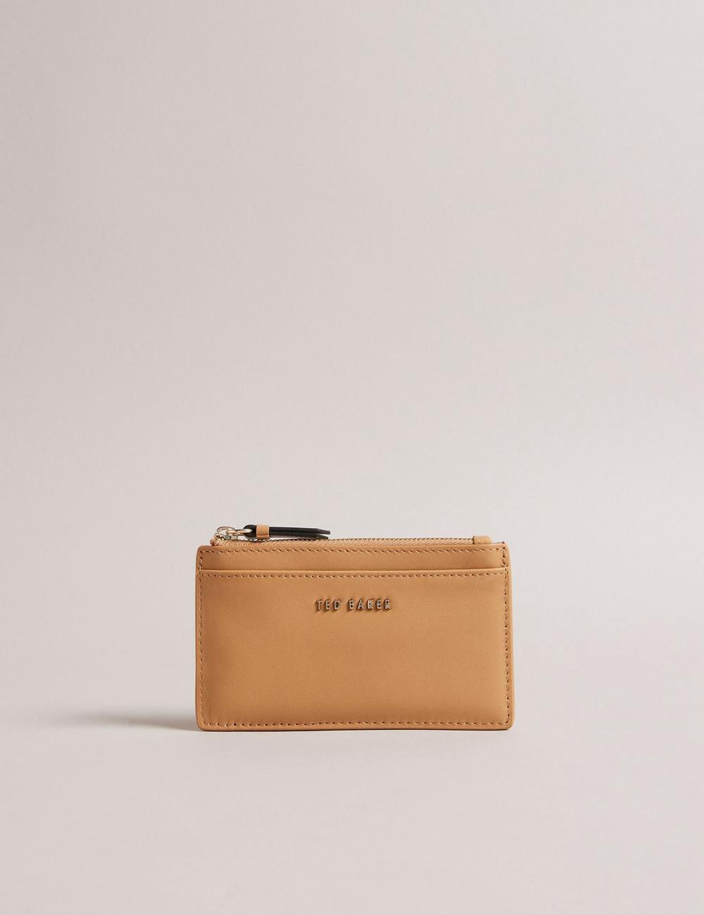 Ted Baker DARCENA - Branded Leather Zip Coin Portefeuille Dames Taupe | NUXR-83091