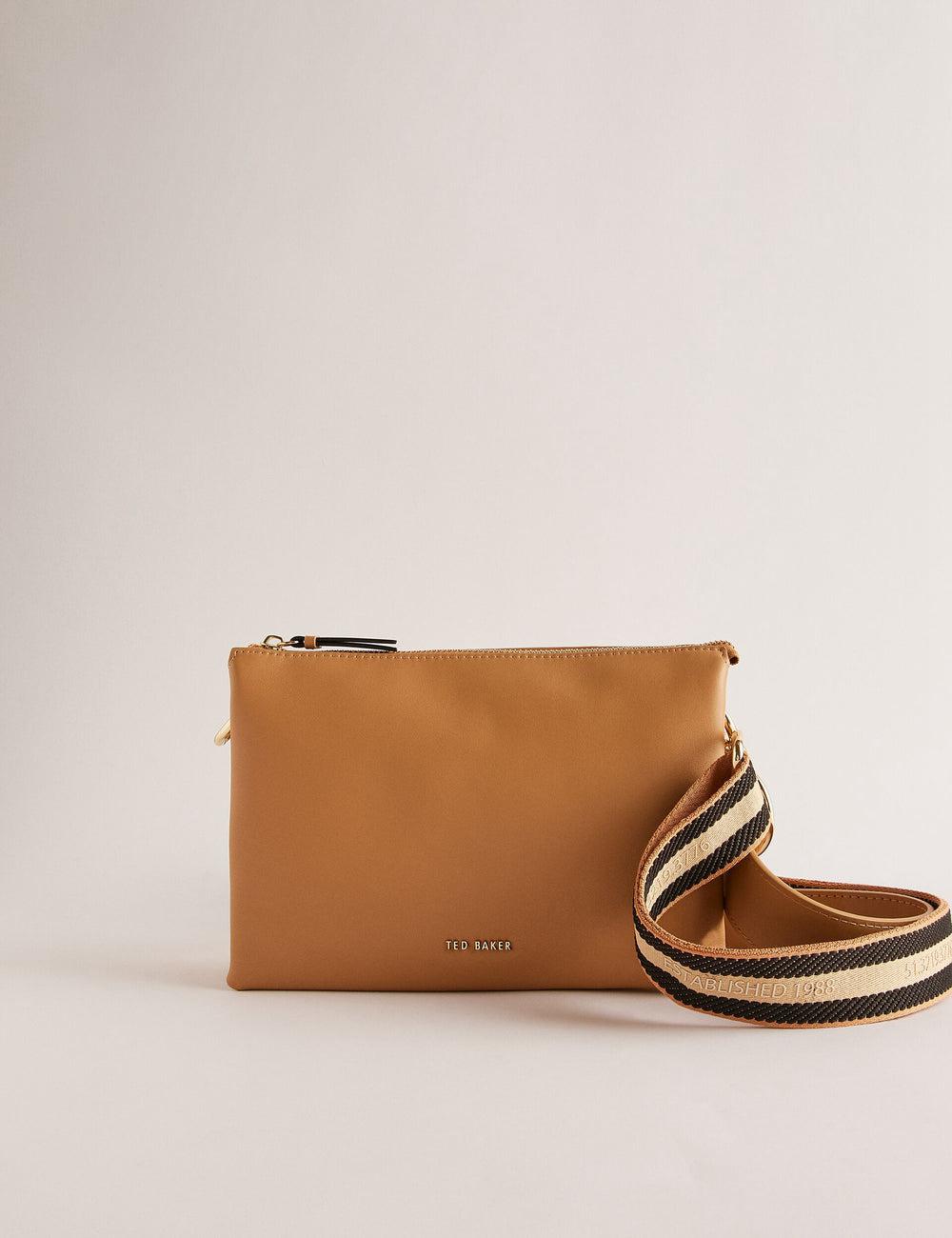 Ted Baker DARCEYY - Leather With Webbing Strap Crossbodytassen Dames Taupe | MNJZ-49273