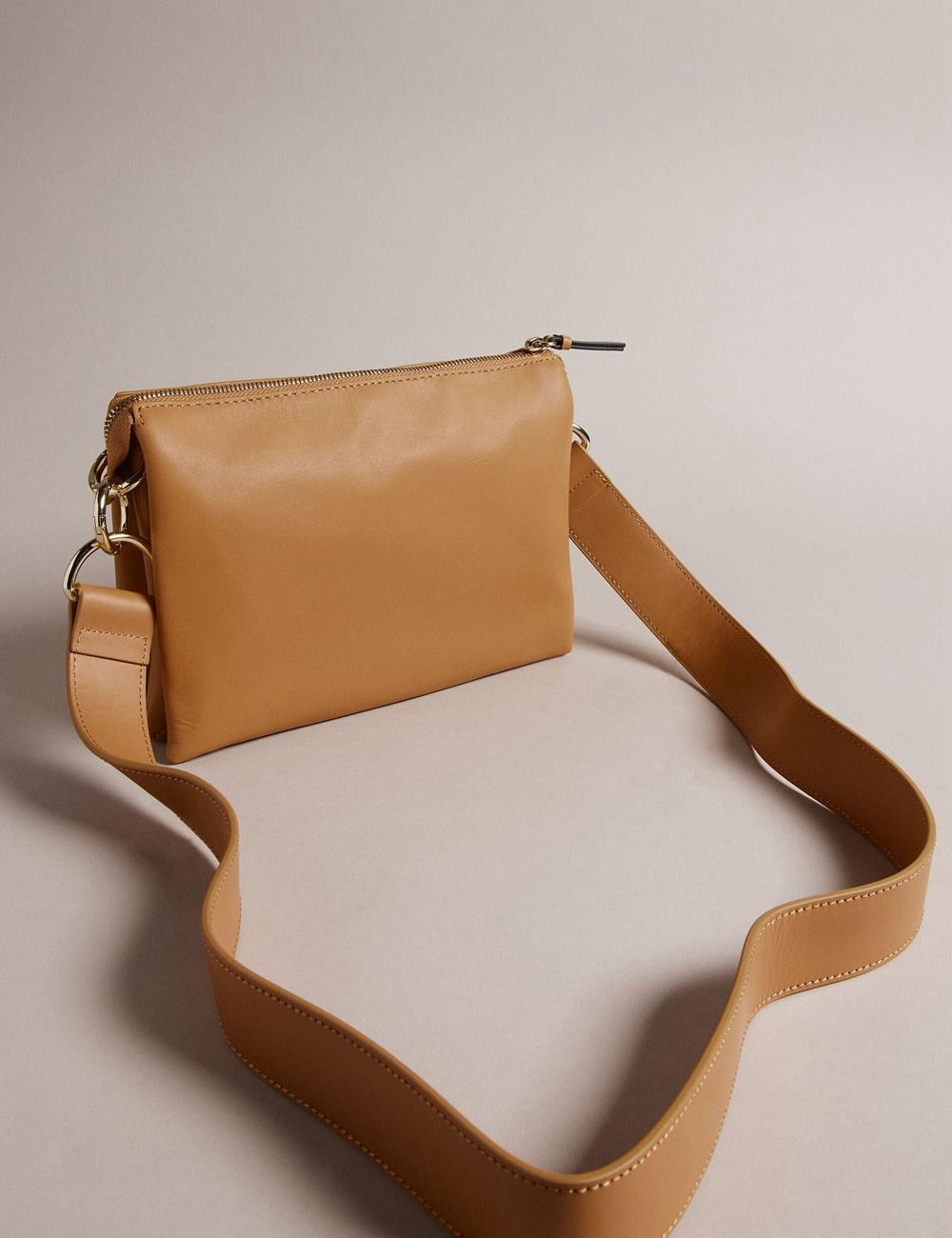 Ted Baker DARCEYY - Leather With Webbing Strap Crossbodytassen Dames Taupe | MNJZ-49273