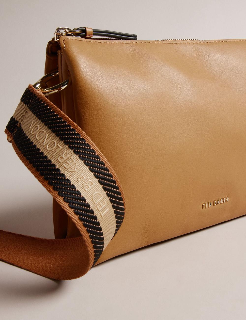 Ted Baker DARCEYY - Leather With Webbing Strap Crossbodytassen Dames Taupe | MNJZ-49273