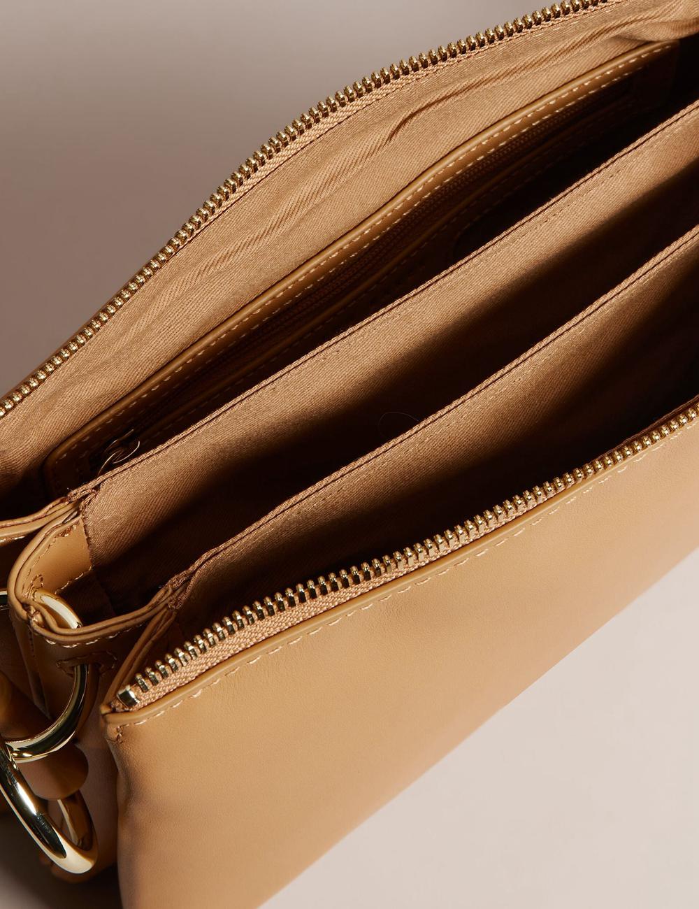 Ted Baker DARCEYY - Leather With Webbing Strap Crossbodytassen Dames Taupe | MNJZ-49273