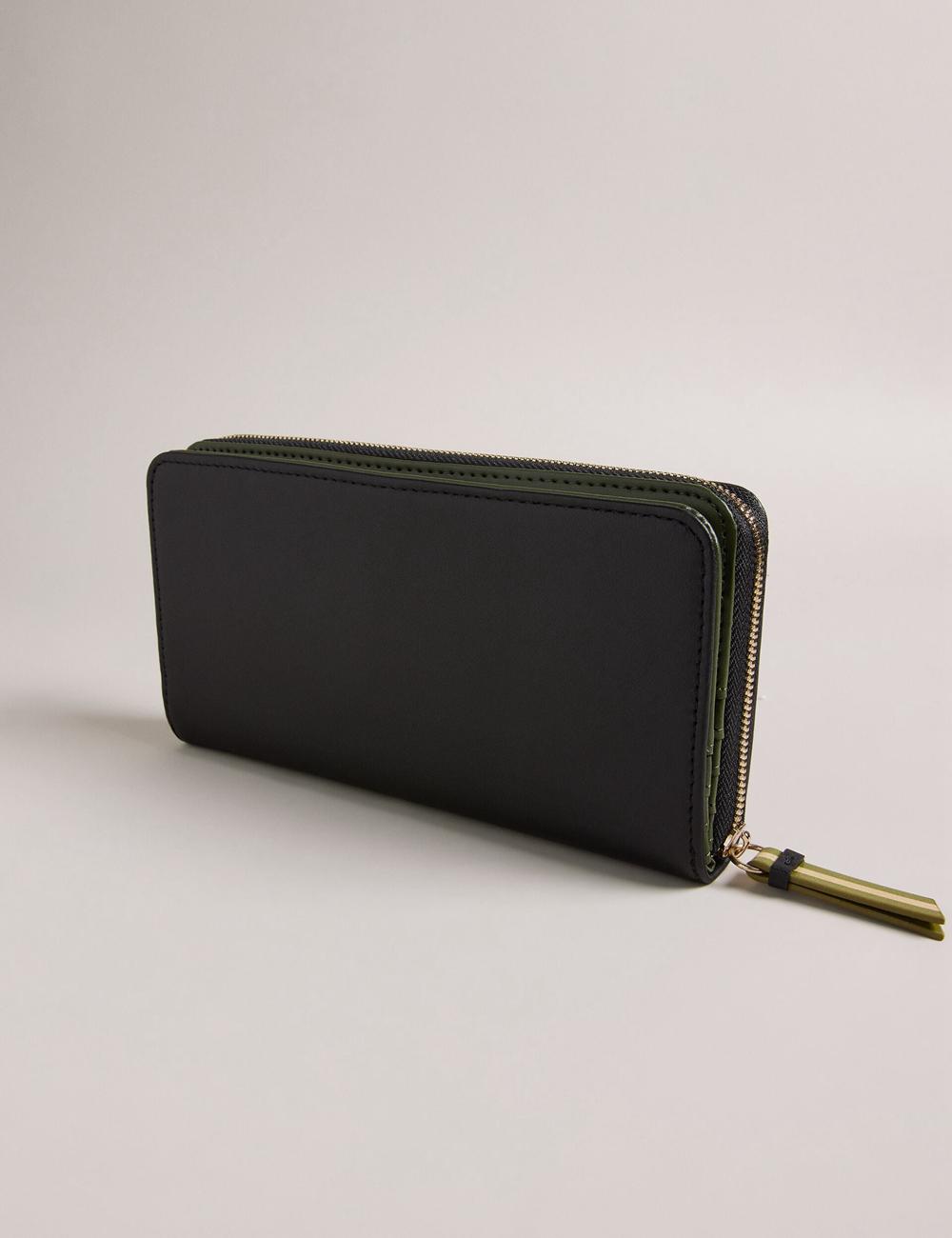 Ted Baker DARCIEA - Smooth Leather Zip Around Large Portefeuille Dames Zwart | NKVE-29637