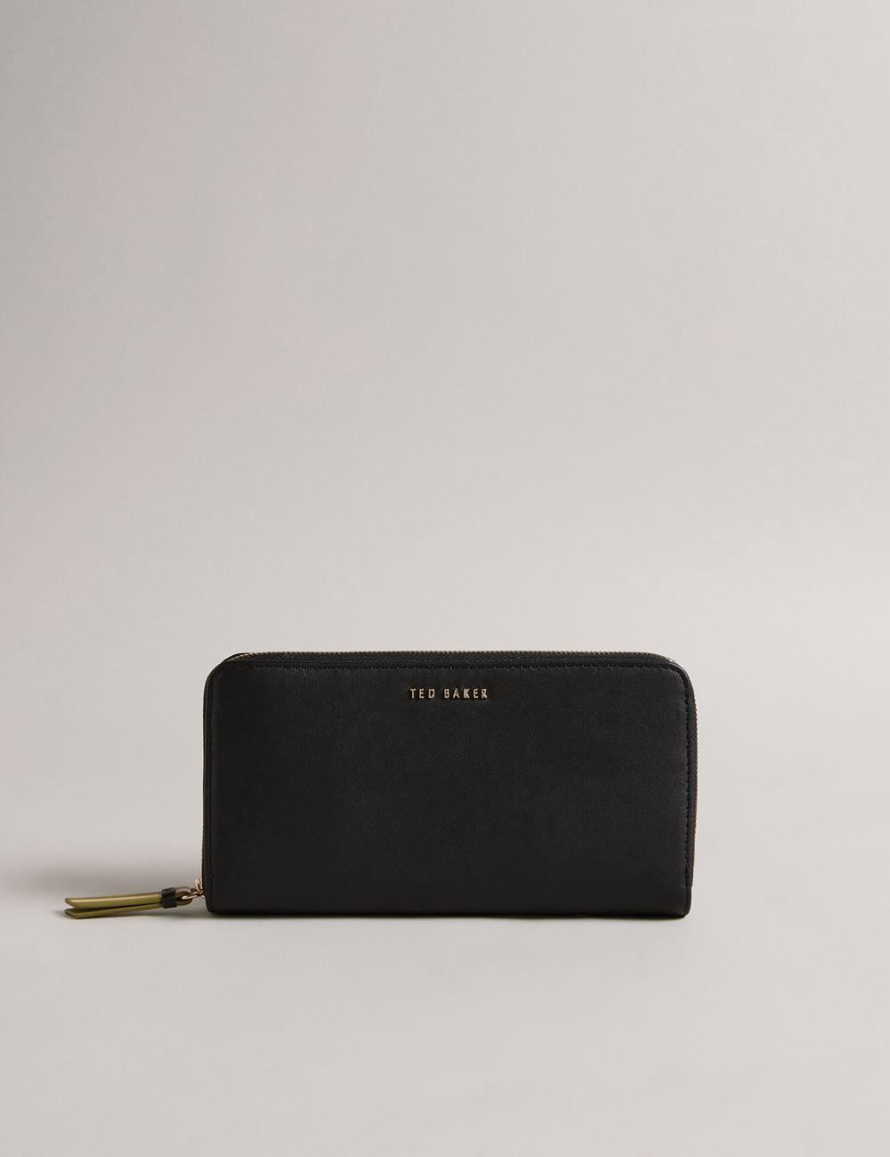 Ted Baker DARCIEA - Smooth Leather Zip Around Large Portefeuille Dames Zwart | NKVE-29637