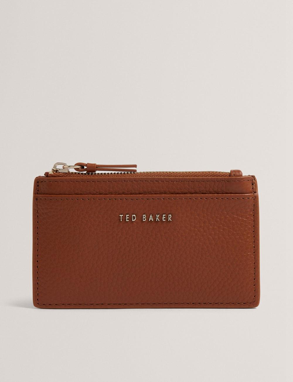 Ted Baker DELFIE - Textured Leather Zipped Card Holder Kaarthouder Dames Bruin | MIAJ-95824