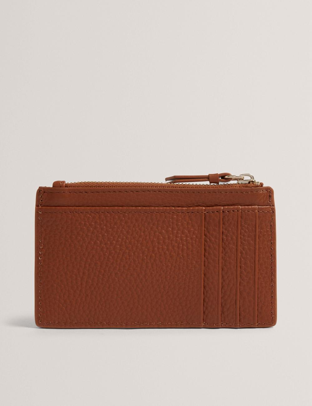 Ted Baker DELFIE - Textured Leather Zipped Card Holder Kaarthouder Dames Bruin | MIAJ-95824