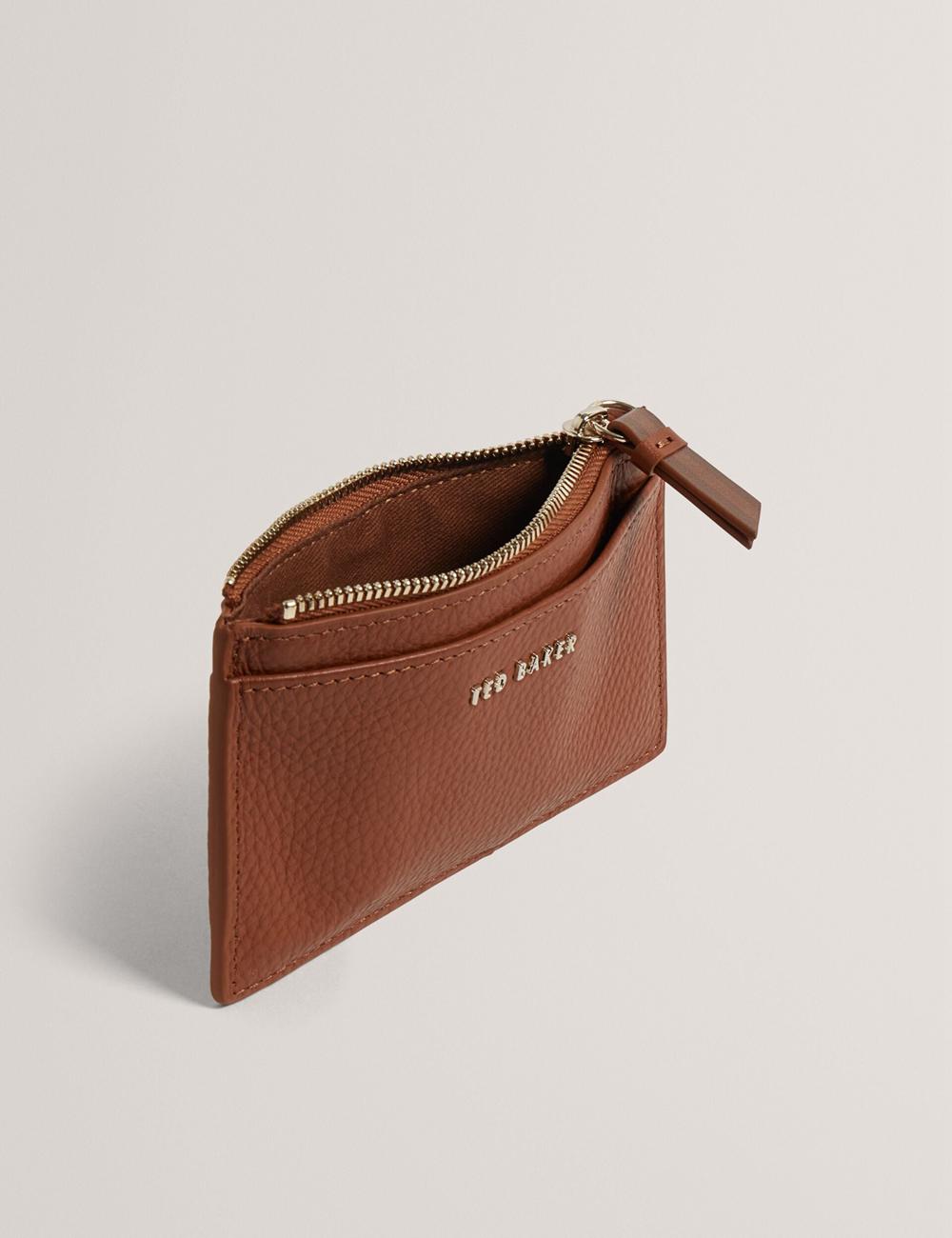 Ted Baker DELFIE - Textured Leather Zipped Card Holder Kaarthouder Dames Bruin | MIAJ-95824