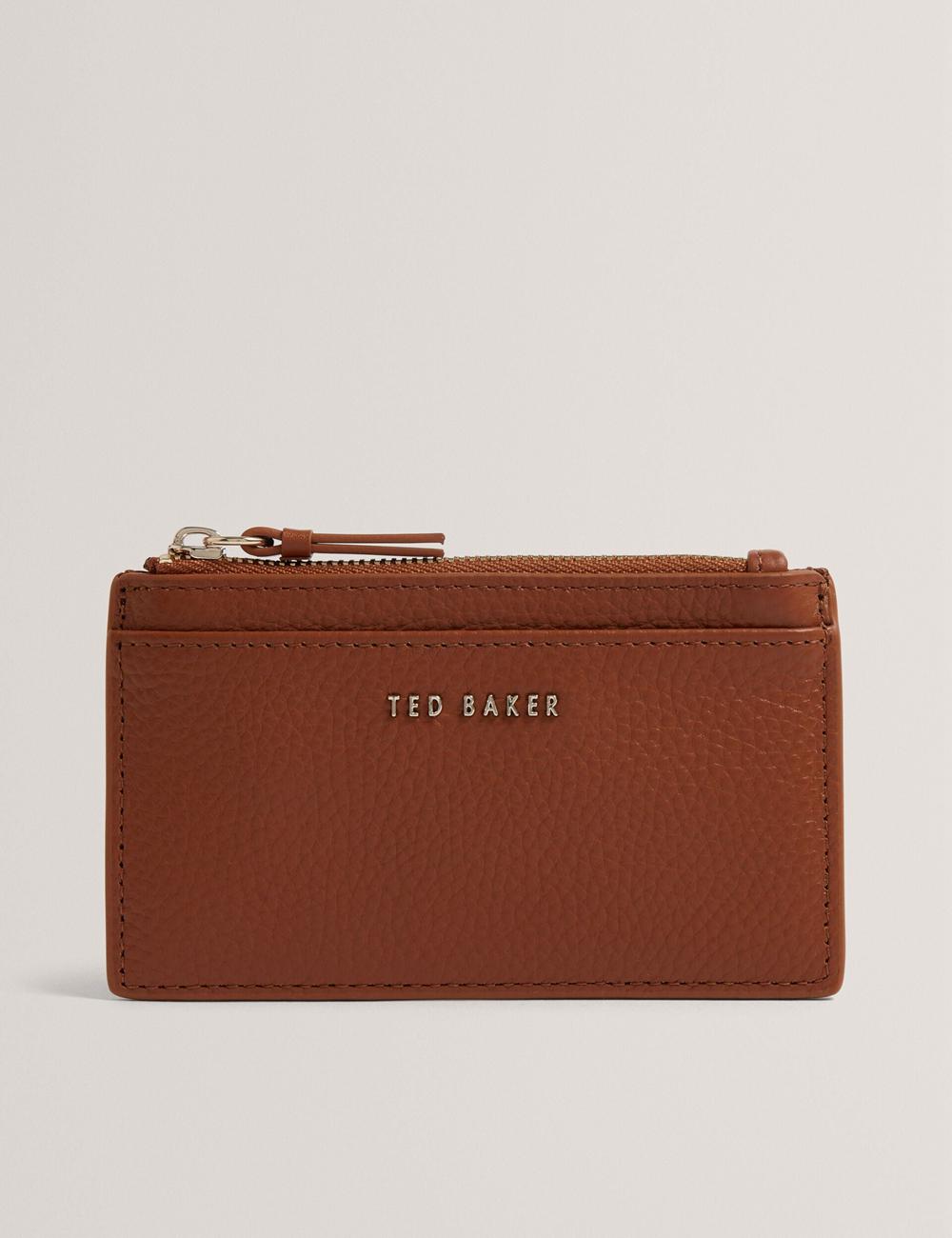 Ted Baker DELFIE - Textured Leather Zipped Card Holder Kaarthouder Dames Bruin | MIAJ-95824