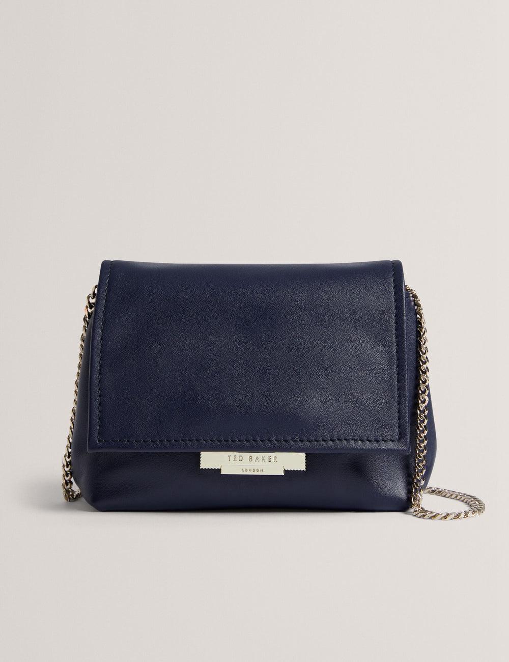 Ted Baker DEMNI - Mini Leather Fold Over Chain Crossbodytassen Dames Donkerblauw | MNFP-58602