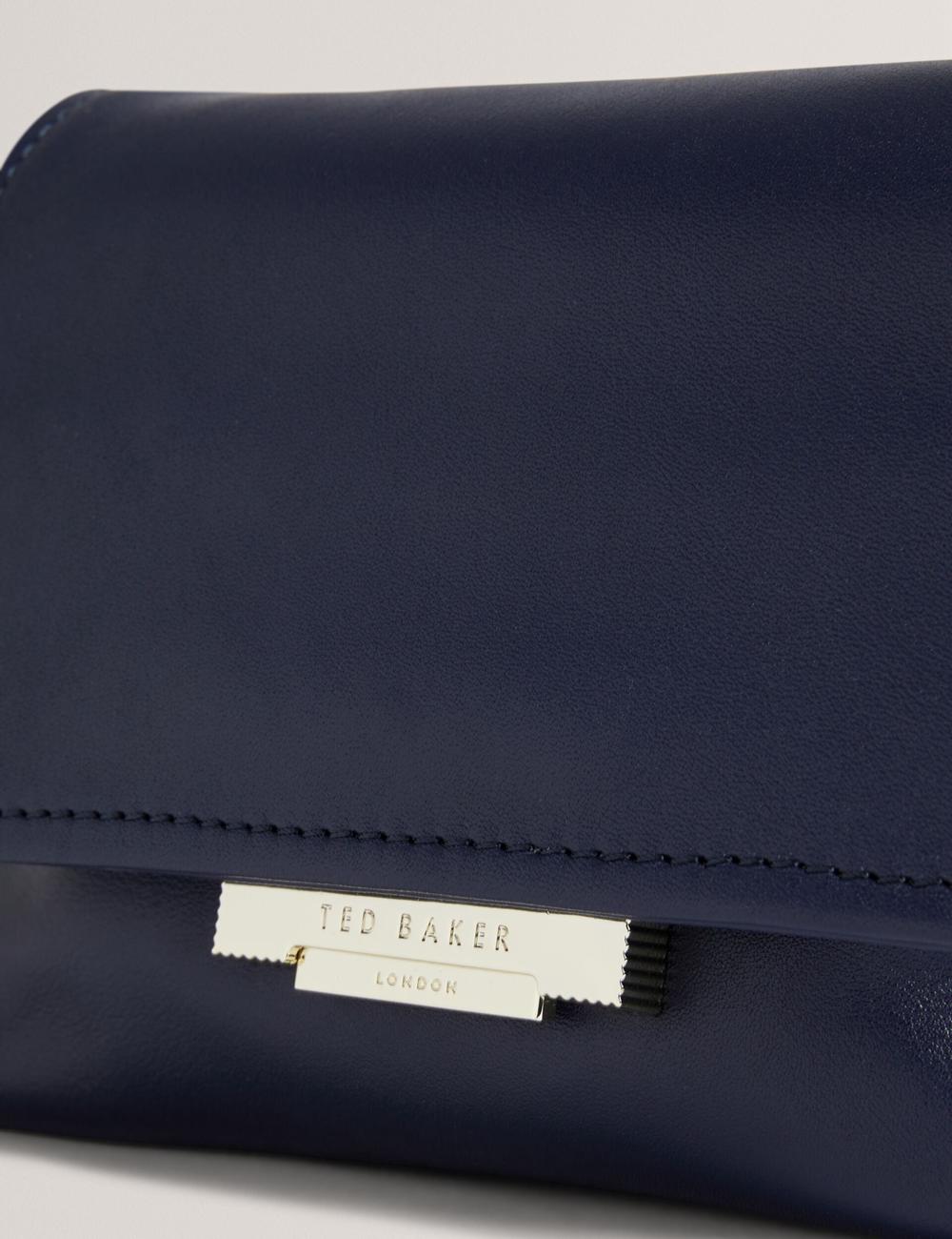 Ted Baker DEMNI - Mini Leather Fold Over Chain Crossbodytassen Dames Donkerblauw | MNFP-58602