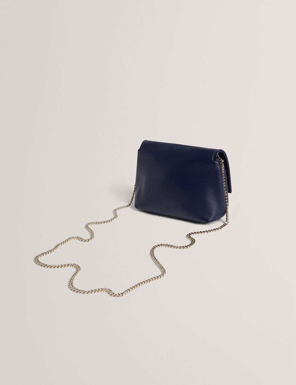 Ted Baker DEMNI - Mini Leather Fold Over Chain Crossbodytassen Dames Donkerblauw | MNFP-58602