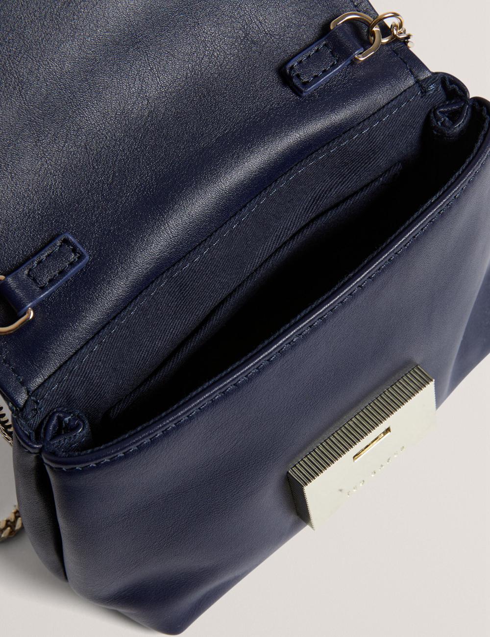 Ted Baker DEMNI - Mini Leather Fold Over Chain Crossbodytassen Dames Donkerblauw | MNFP-58602