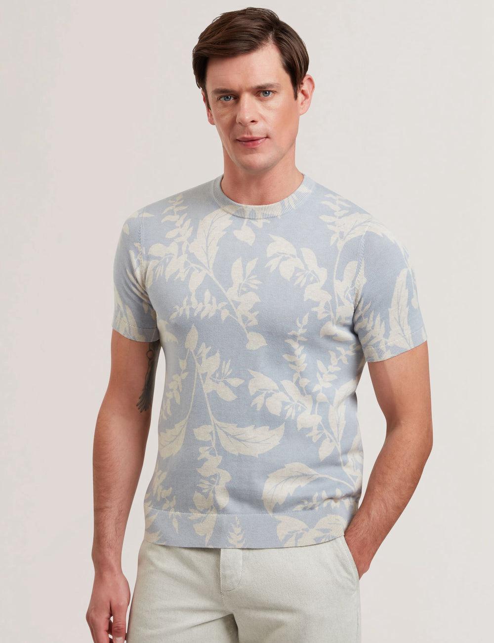 Ted Baker DENNIO - Short Sleeve Printed Floral T-shirts Heren Blauw | NLWR-62034