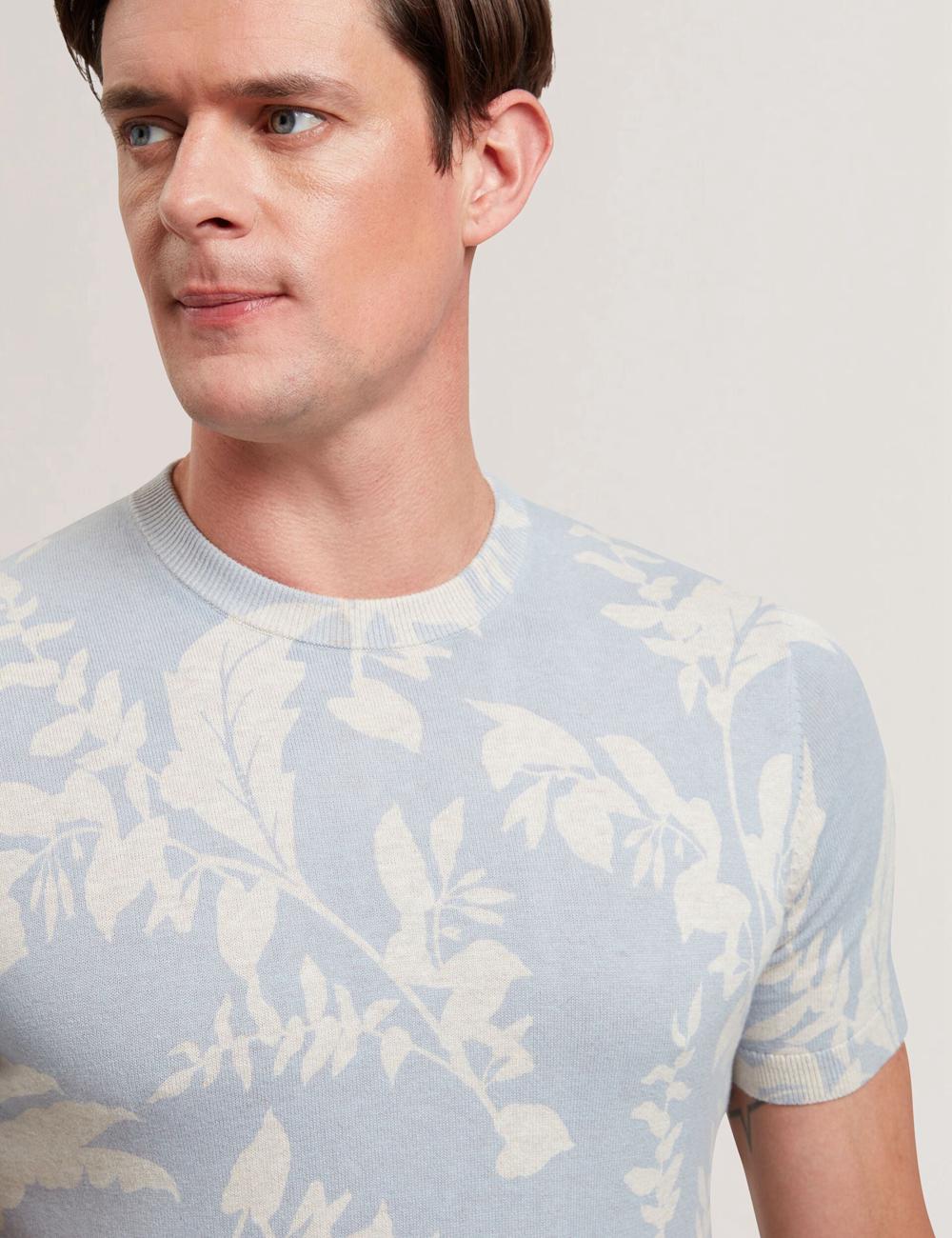 Ted Baker DENNIO - Short Sleeve Printed Floral T-shirts Heren Blauw | NLWR-62034