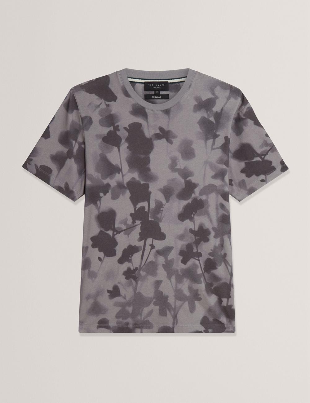 Ted Baker DENNISS - Monochrome Floral Print Cotton T-shirts Heren Grijs | LYPX-29536