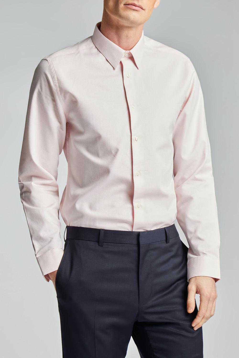 Ted Baker DORAIN - Textured Cotton Long Sleeve Overhemd Heren Roze | EMVN-79158