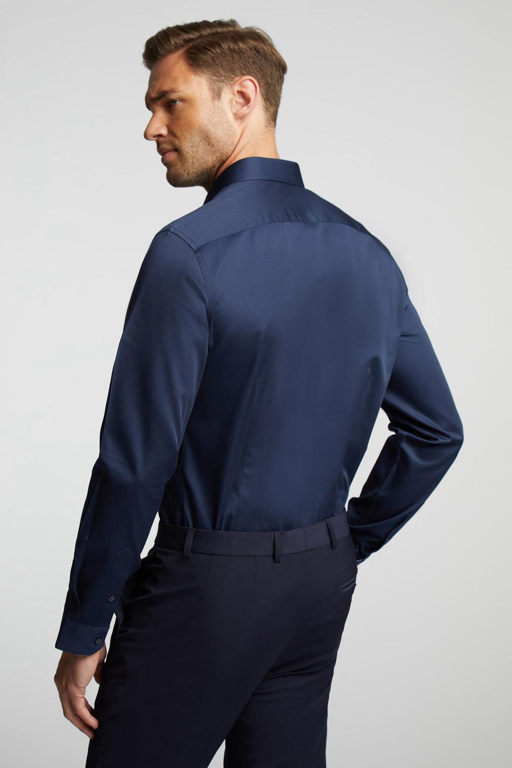 Ted Baker DUDDON - Navy Slim Fit Long Sleeve Cotton Overhemd Heren Donkerblauw | JKIG-83269