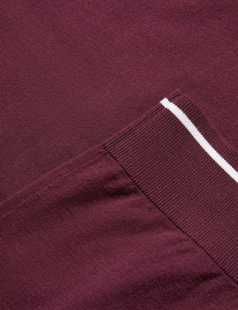 Ted Baker DUNOW - Pointelle Detail Striped Trim Poloshirt Heren Bordeaux | TNJA-03592
