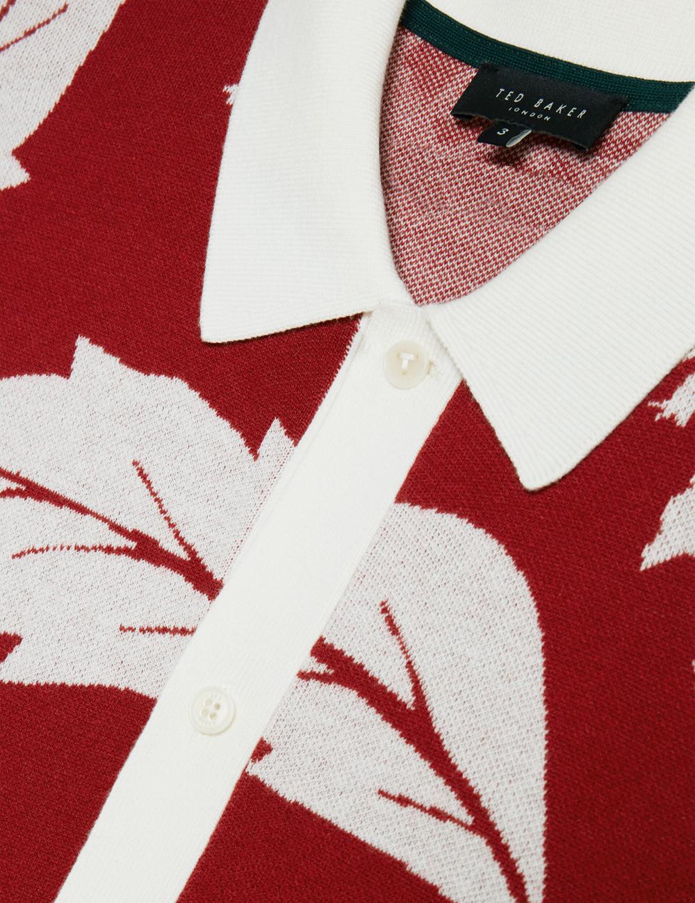 Ted Baker EDSON - Short Sleeve Button Through Floral Poloshirt Heren Rood | EFYR-54309