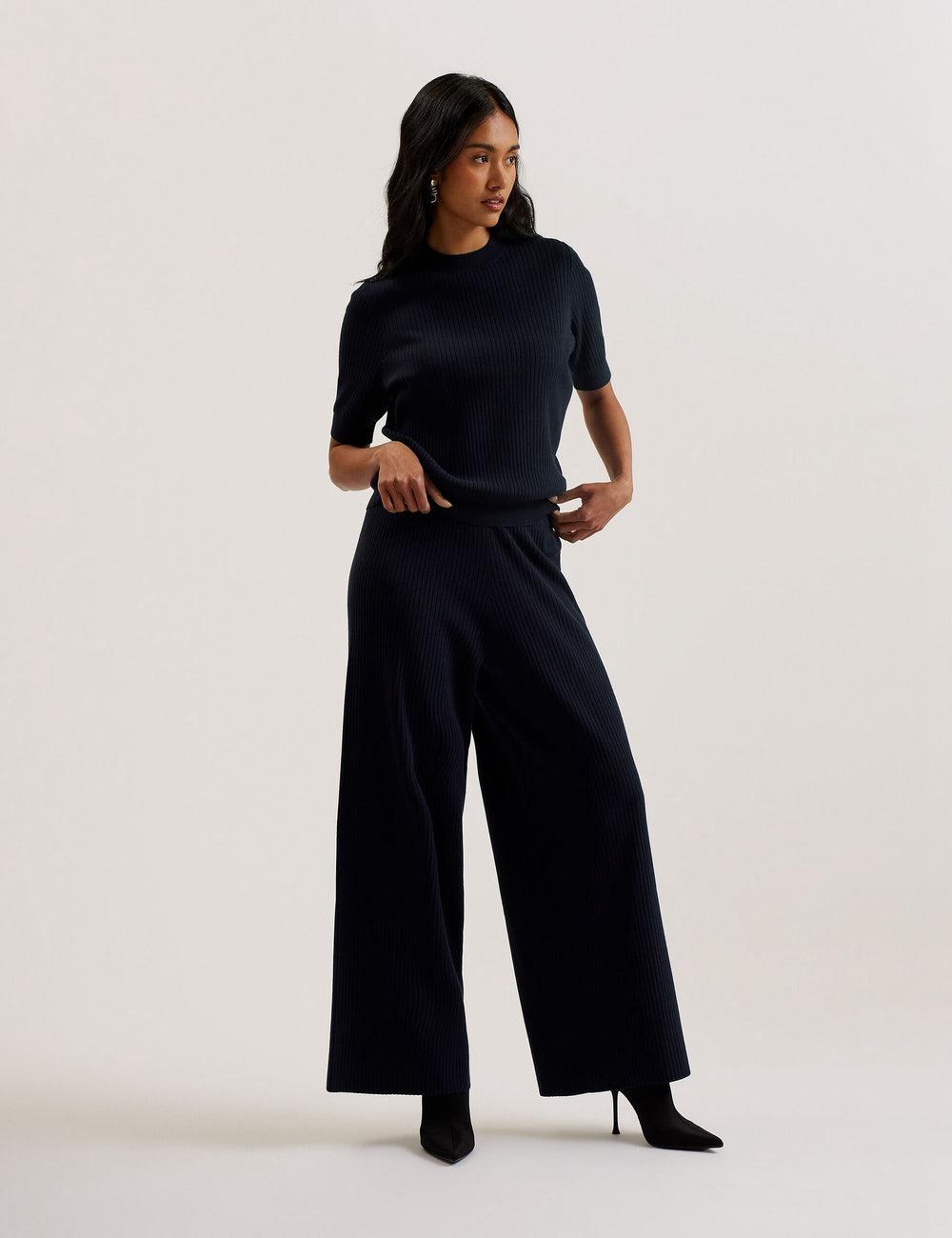 Ted Baker ELLIHAA - Ribbed Knit Half Sleeve Topjes Dames Donkerblauw | NVFW-54087