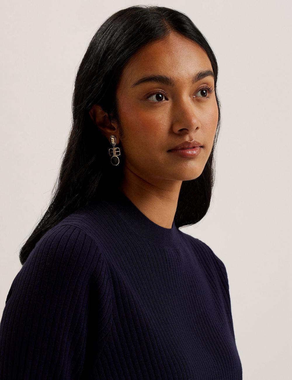 Ted Baker ELLIHAA - Ribbed Knit Half Sleeve Topjes Dames Donkerblauw | NVFW-54087