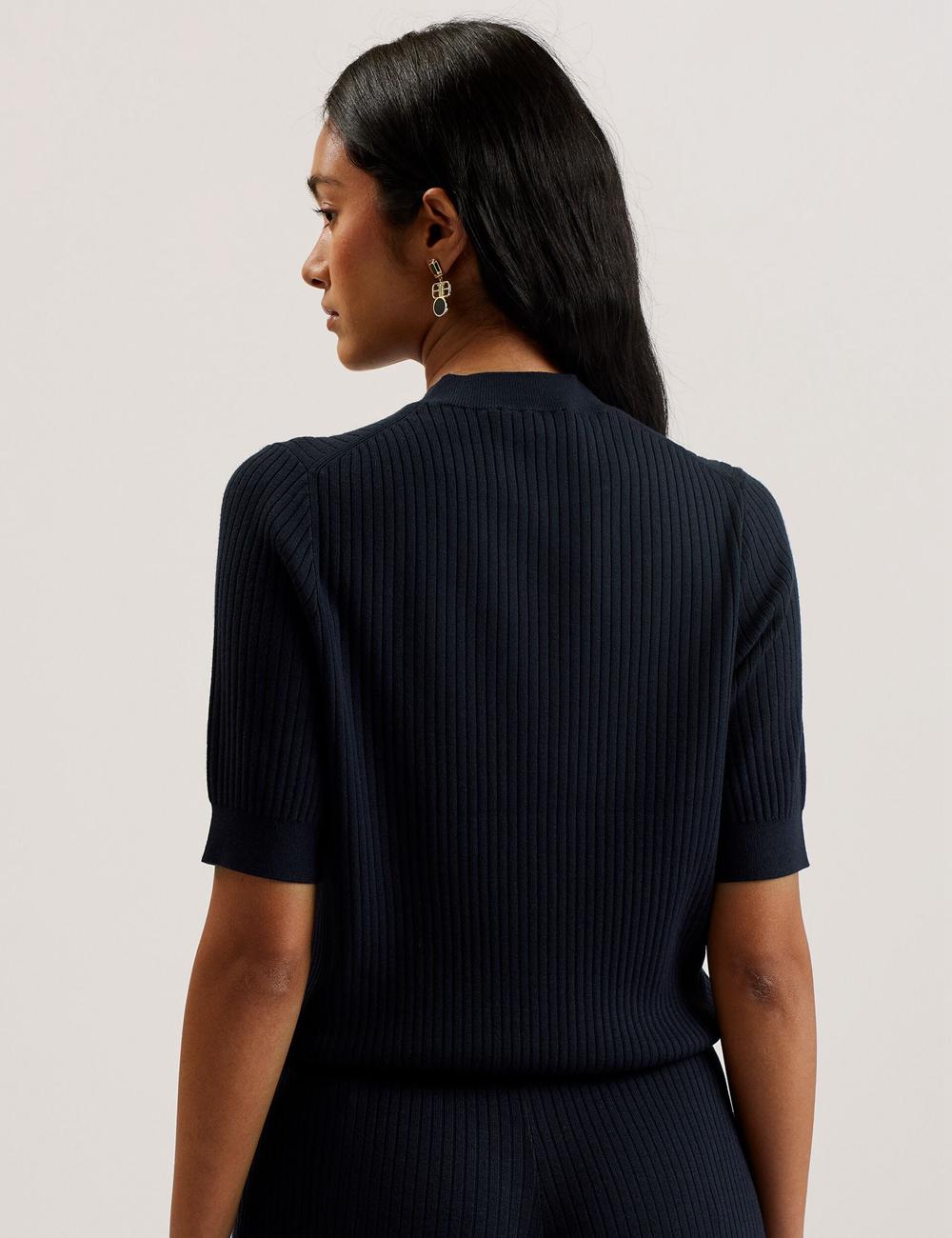 Ted Baker ELLIHAA - Ribbed Knit Half Sleeve Topjes Dames Donkerblauw | NVFW-54087