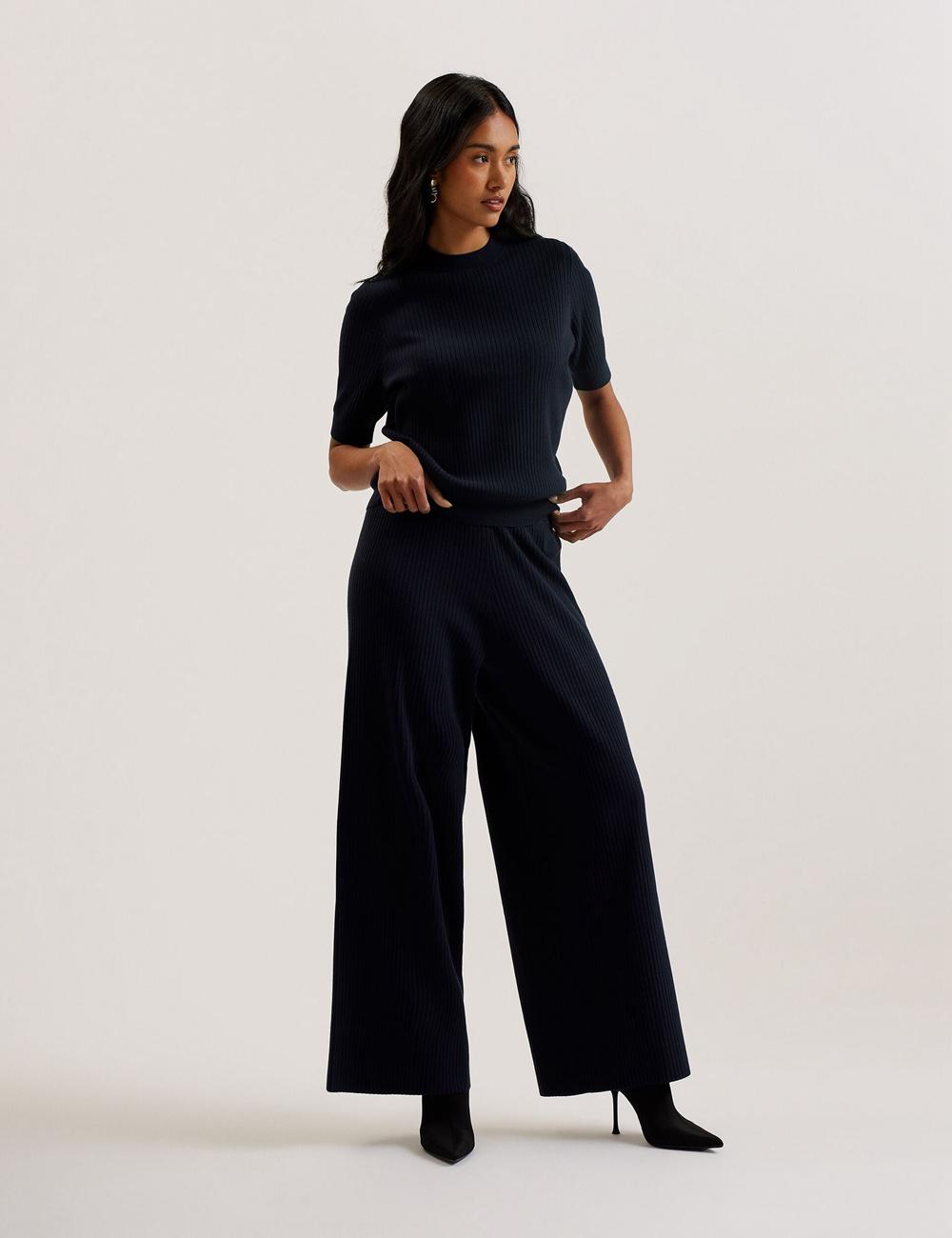 Ted Baker ELLIHAA - Ribbed Knit Half Sleeve Topjes Dames Donkerblauw | NVFW-54087
