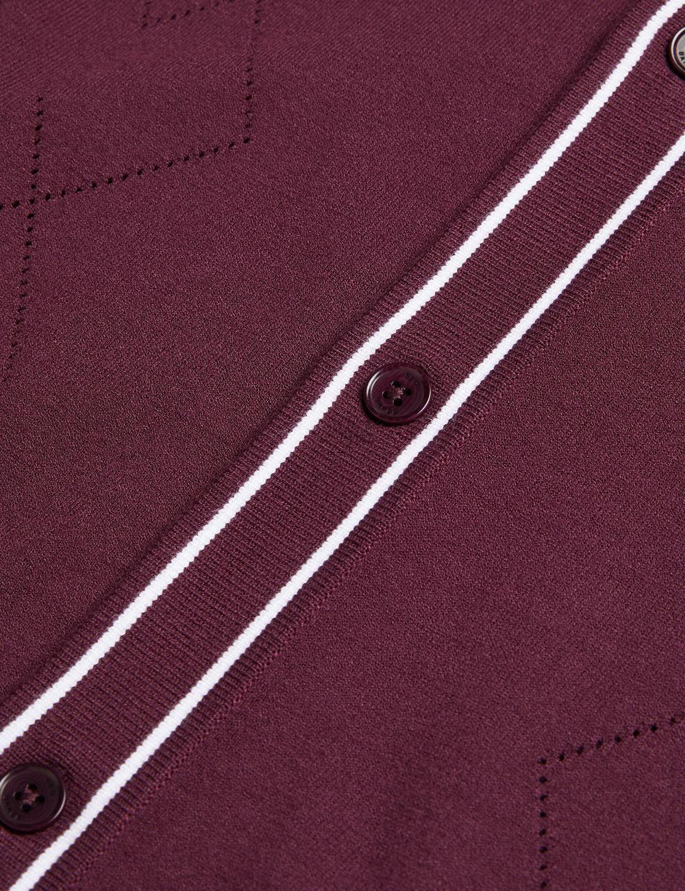 Ted Baker ELMDON - Pointelle Diamond Knitted Long Sleeve Overhemd Heren Bordeaux | PAHQ-39652