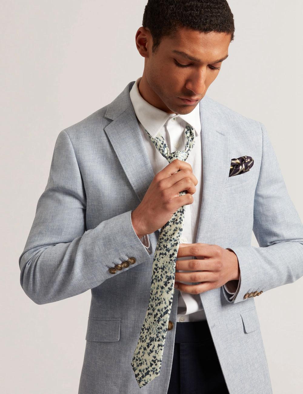 Ted Baker ELMSTED - Blurred Floral Print Silk Stropdassen Heren Donkerblauw | UKSP-90654