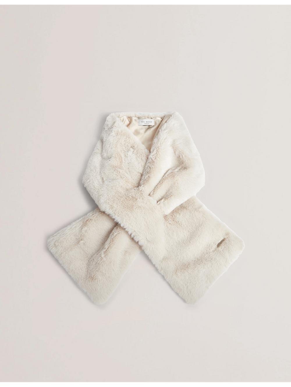 Ted Baker EMAAAAS - Faux Fur Loop-Through Stole Sjaals Dames Wit | BDFL-61785