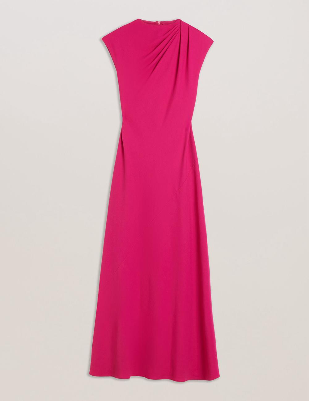 Ted Baker EREAS - Drape Neckline Cap Sleeve Maxi Jurk Dames Roze | BTHP-58320