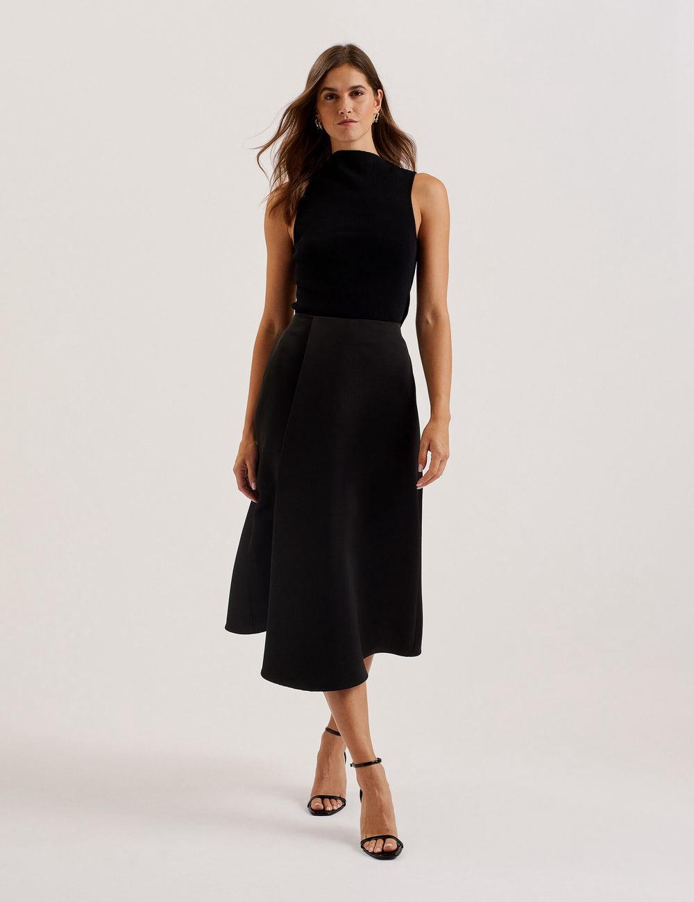 Ted Baker ERVA - Asymmetric Satin Wrap Rokken Dames Zwart | LJUX-86031