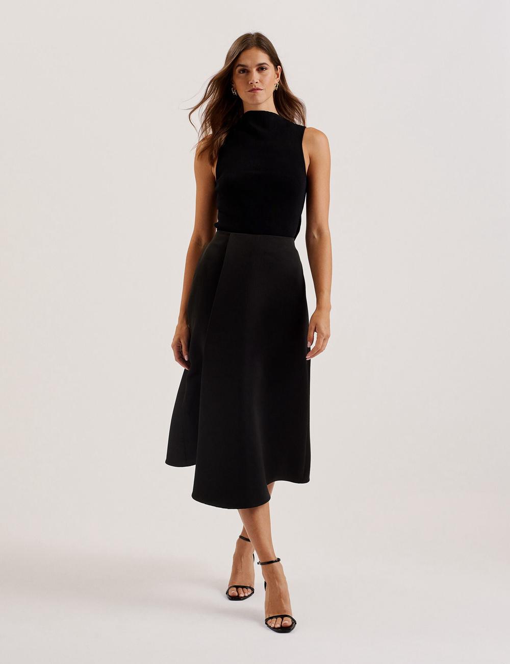 Ted Baker ERVA - Asymmetric Satin Wrap Rokken Dames Zwart | LJUX-86031