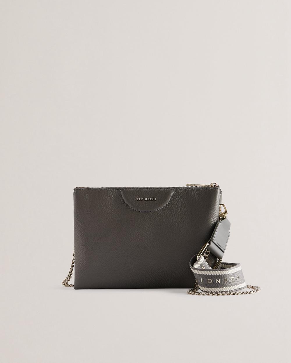 Ted Baker ESILLE - Branded Webbing Crossbody Leather Crossbodytassen Dames Grijs | QSKB-62418