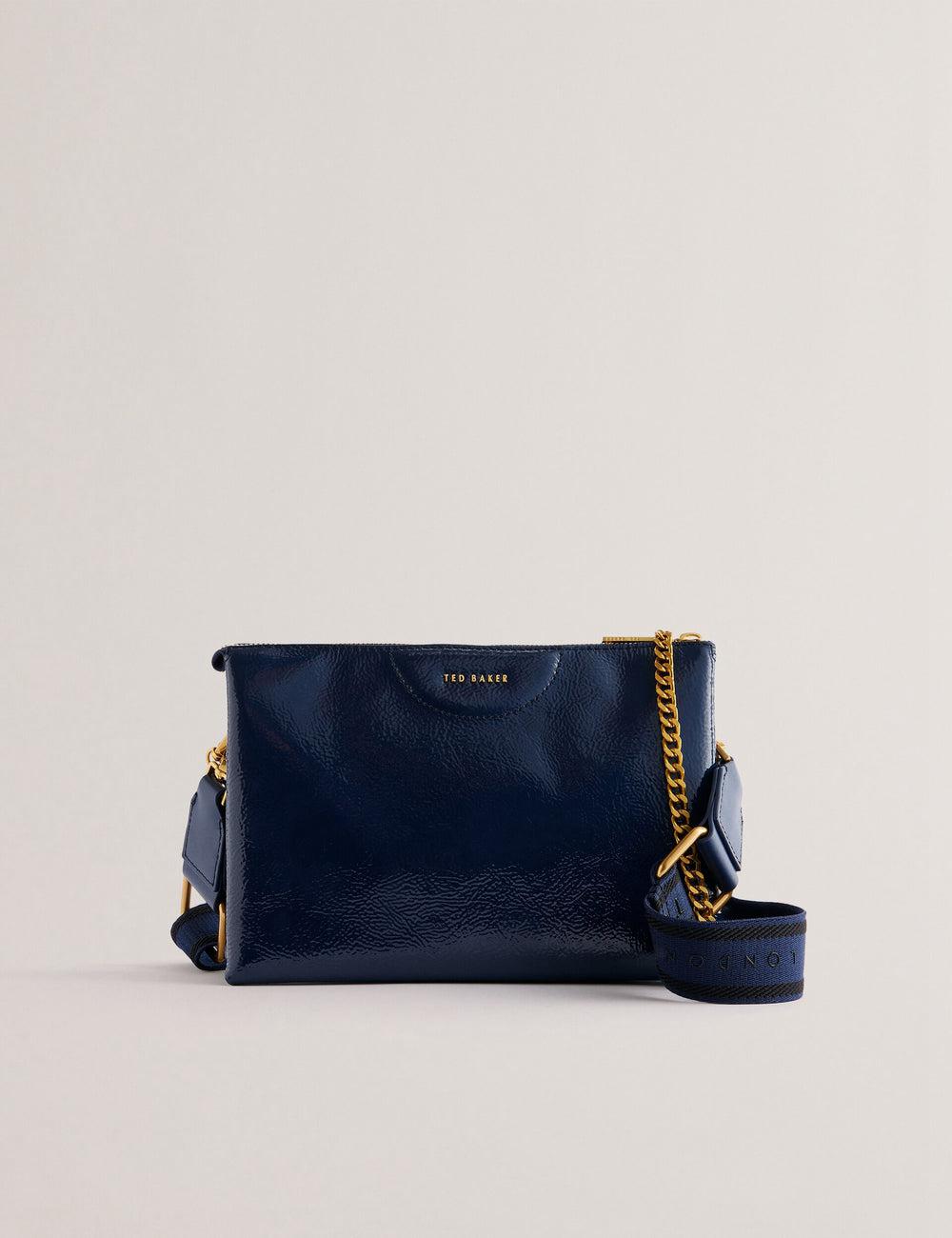 Ted Baker ESILLE - Branded Webbing Patent Leather Crossbodytassen Dames Blauw | NTQW-36198