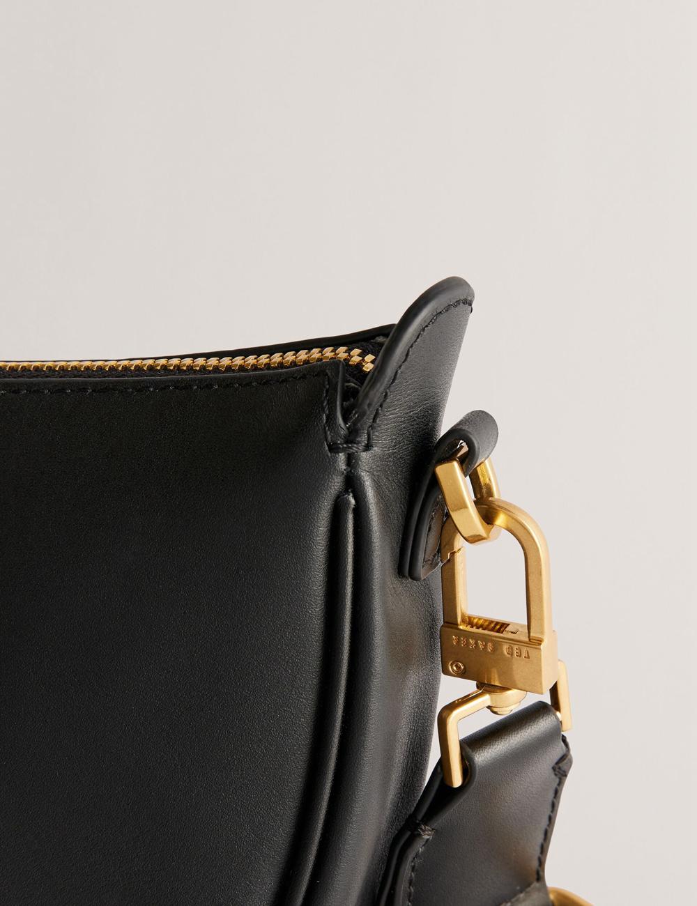 Ted Baker ESSINA - Webbing Half Moon Leather Crossbodytassen Dames Zwart | RGXY-50487